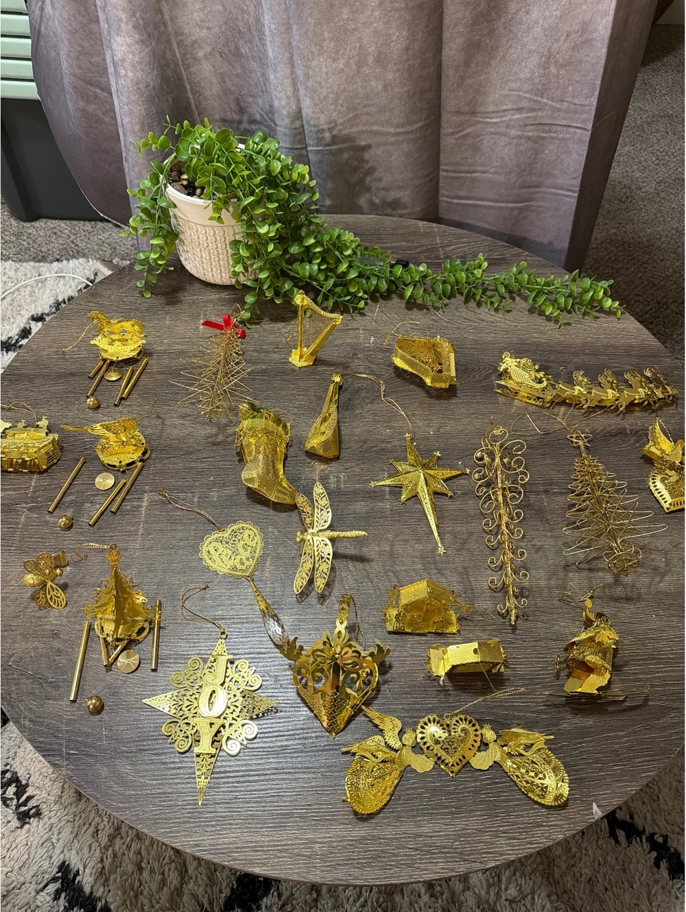 Vintage Lot of 23 Brass Christmas Ornaments, mixed lot